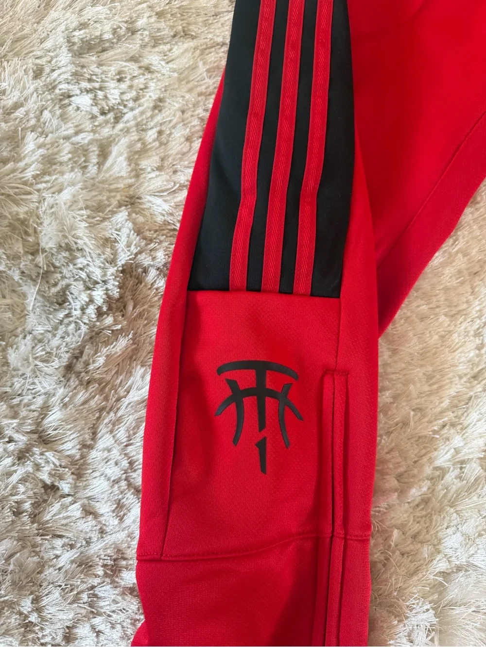 adidas Kids Red Joggers with Black Side Stripes